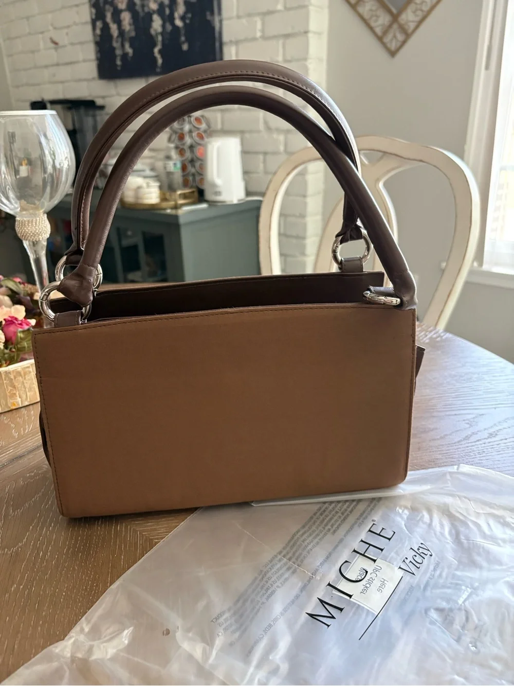 Miche Brown Convertible Top-Handle Messenger with Interchangeable Panels